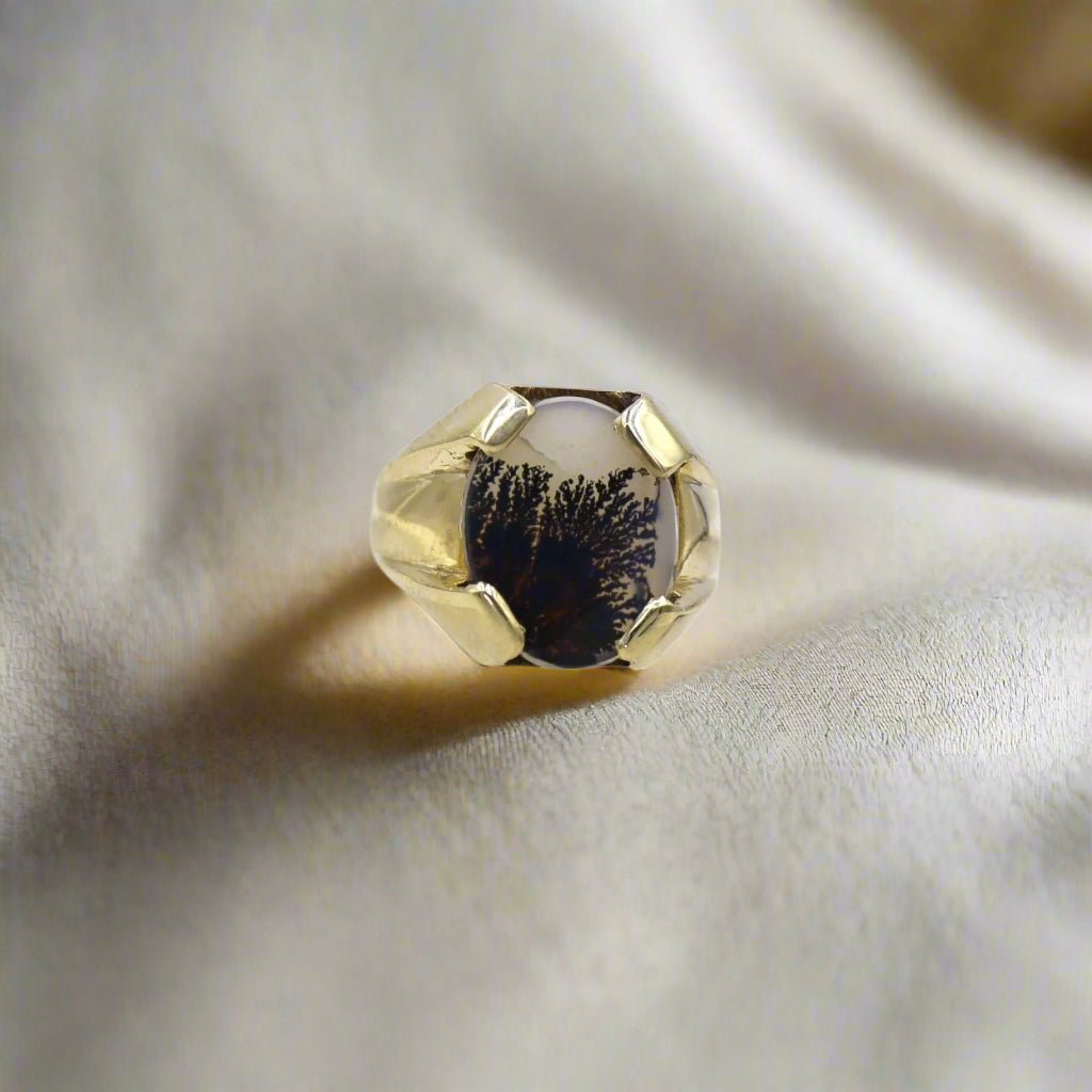 Retro Dendritic Agate Ring - Petra Star