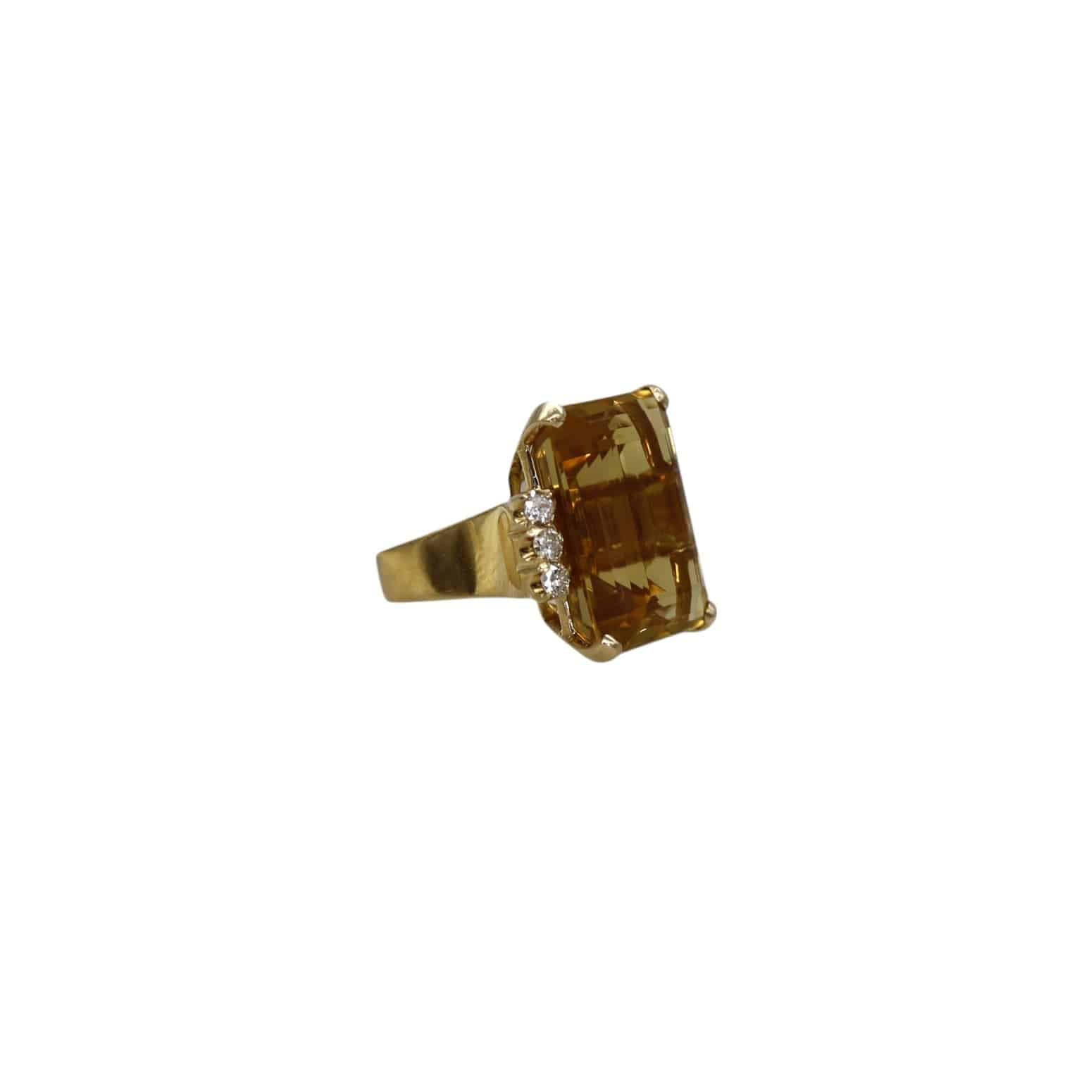 Retro Diamond & Citrine Statement Ring - Petra Star