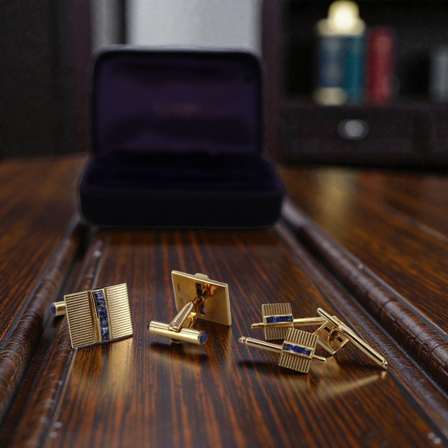 Retro Sapphire Cufflinks Tuxedo Set - Petra Star
