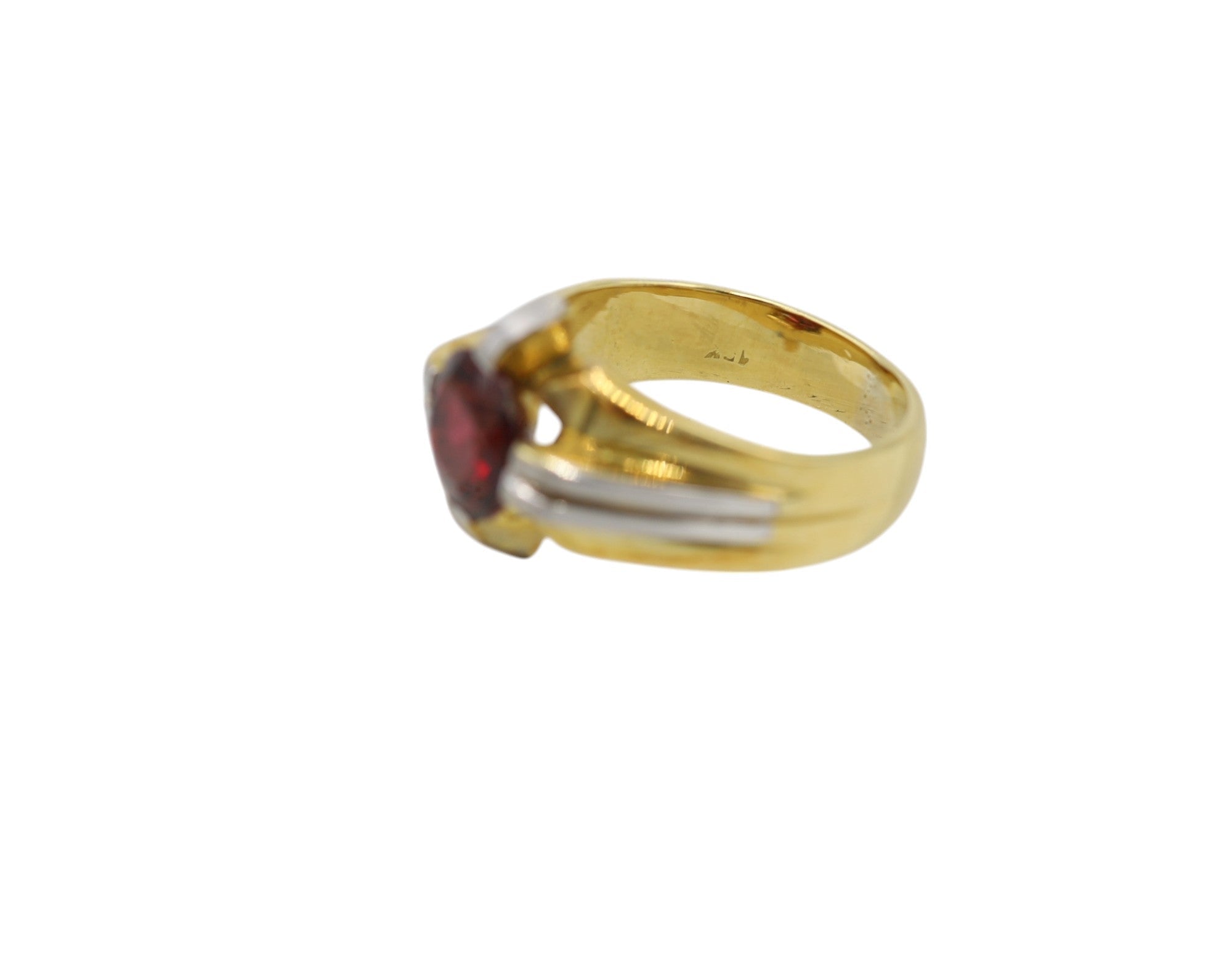 Retro-Style Men’s Ring in Platinum & 18k Gold with Rhodolite Garnet - Petra Star