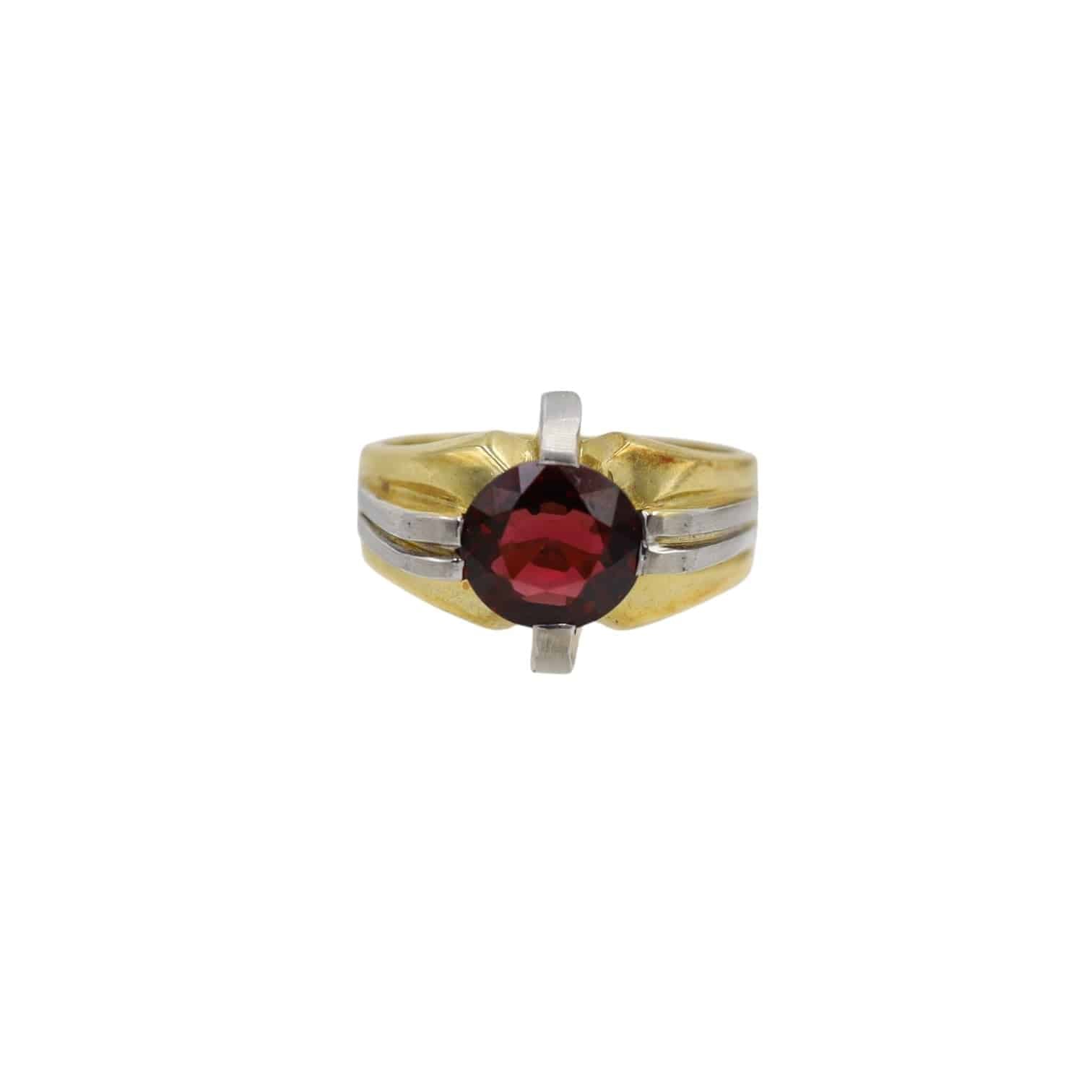 Retro-Style Men’s Ring in Platinum & 18k Gold with Rhodolite Garnet - Petra Star