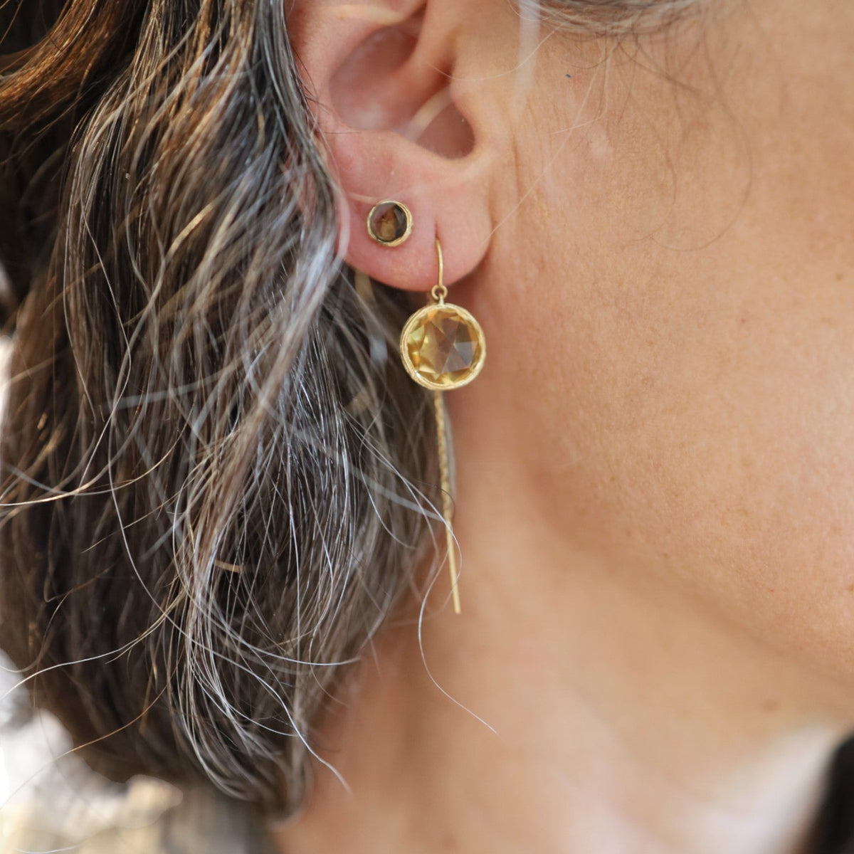Rose Cut Smokey Quartz Studs - Petra Star