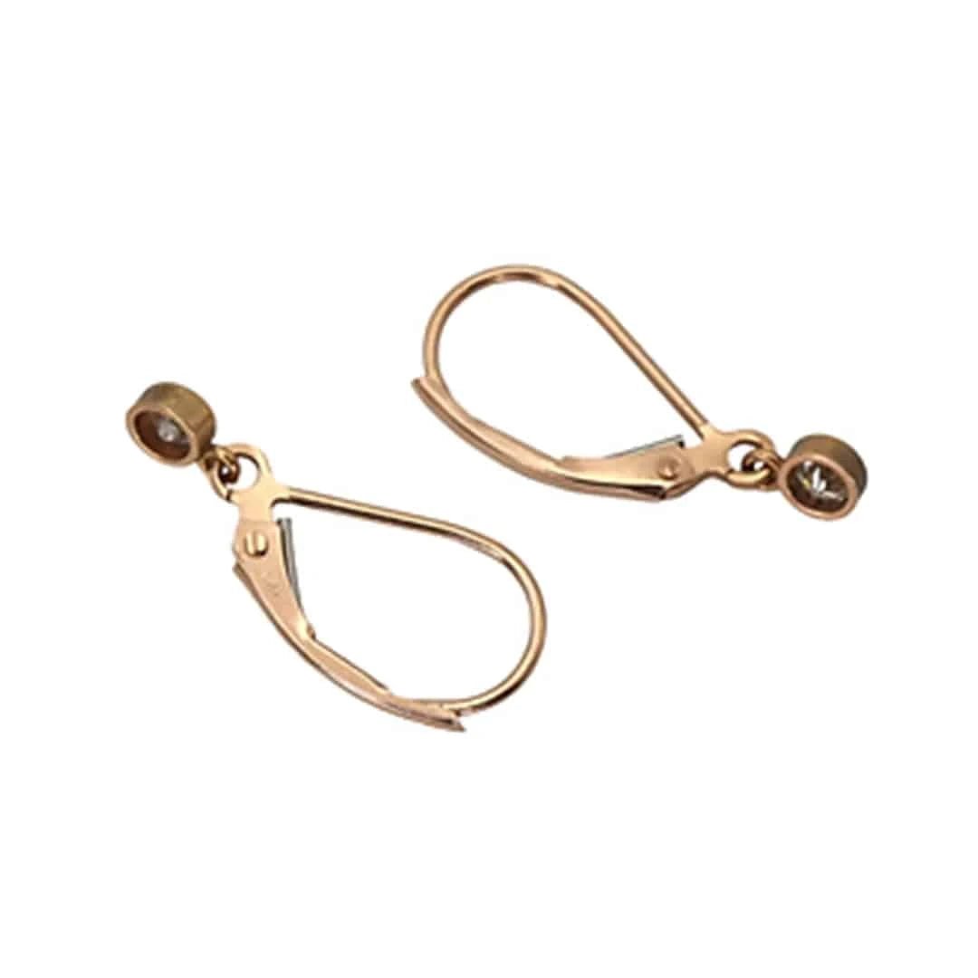 Rose Gold Diamond Drop Earrings – Recycled 14k Gold Bezel Set | Minimalist Fine Jewelry - Petra Star