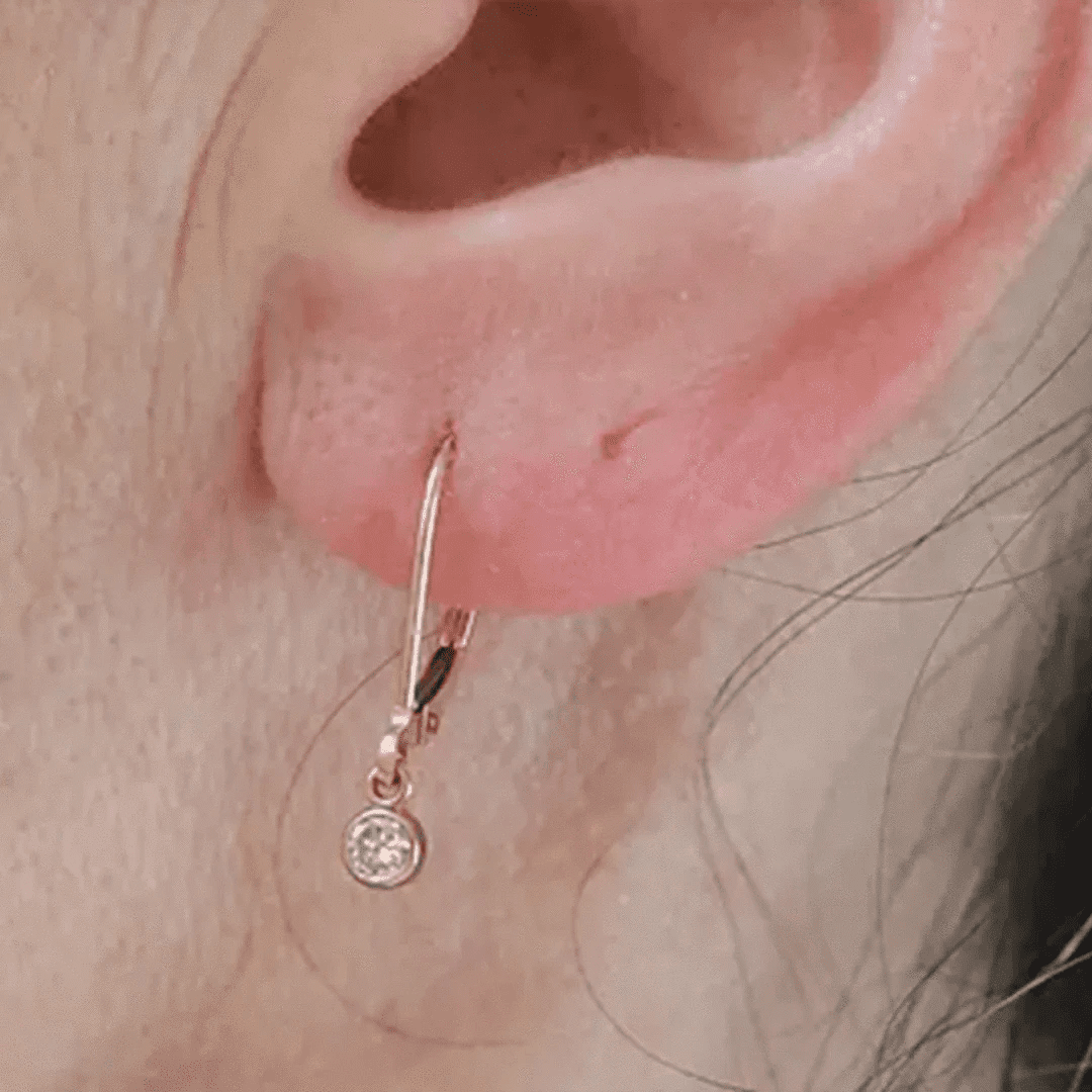 Rose Gold Diamond Drop Earrings – Recycled 14k Gold Bezel Set | Minimalist Fine Jewelry - Petra Star