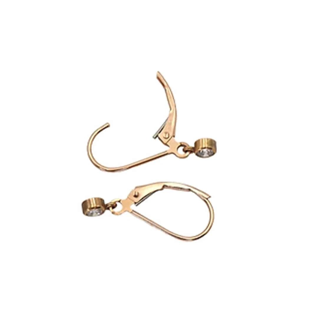 Rose Gold Diamond Drop Earrings – Recycled 14k Gold Bezel Set | Minimalist Fine Jewelry - Petra Star