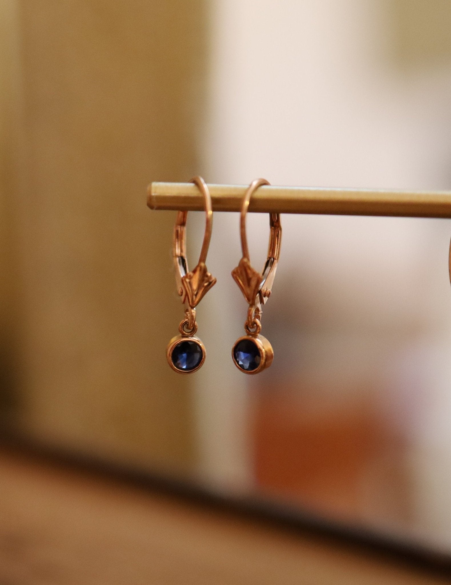 Rose Gold Sapphire Earrings - Petra Star