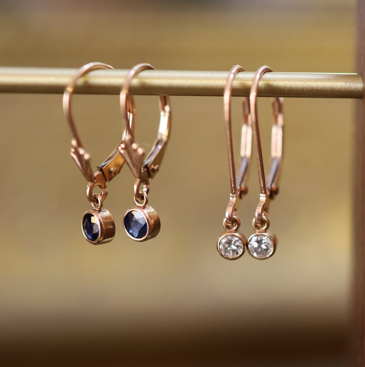 Rose Gold Sapphire Earrings - Petra Star