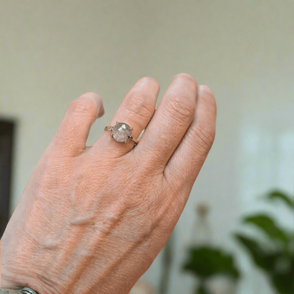 Salt and Pepper Sapphire Ring in 14k Gold - Petra Star