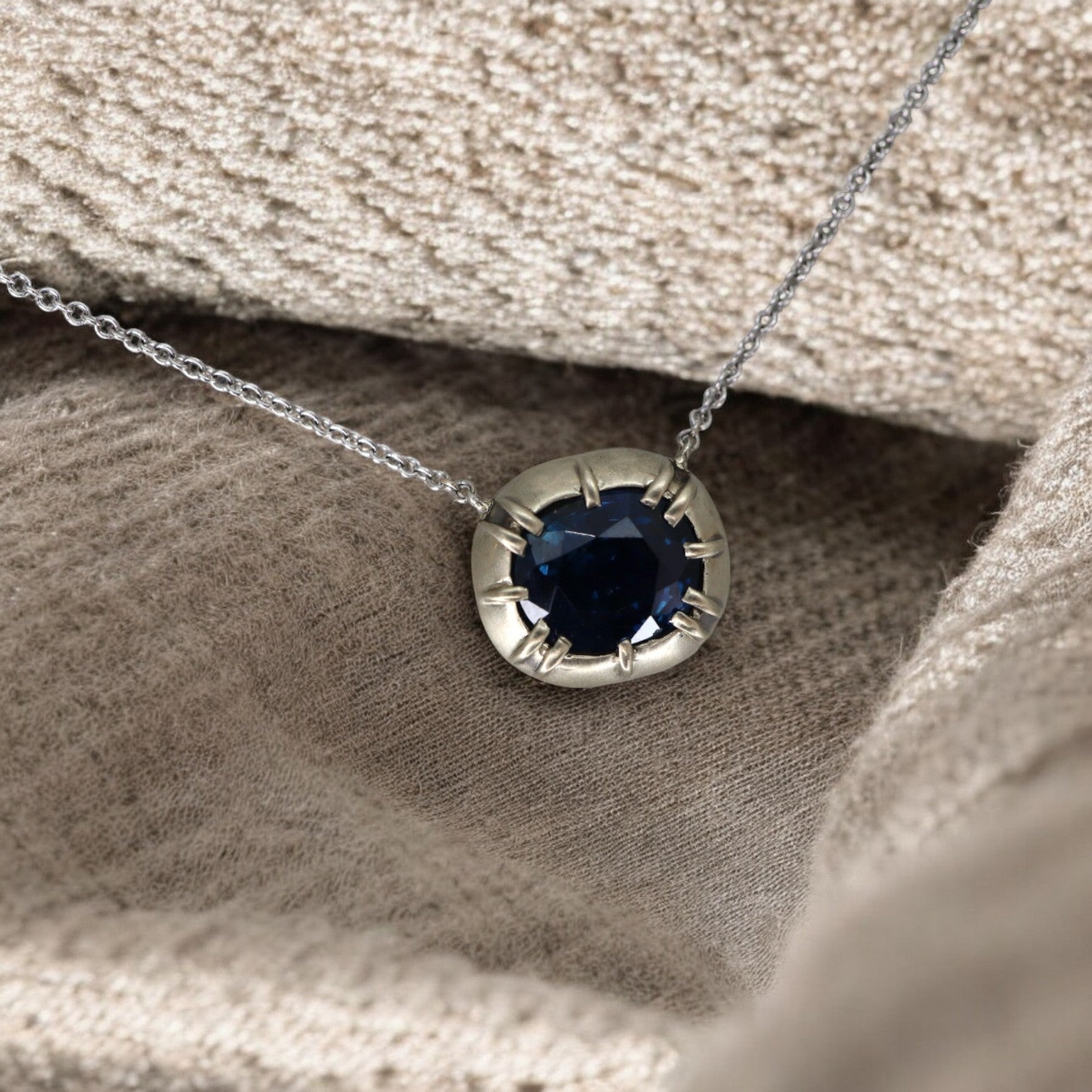 Sapphire 18k White and Yellow Gold Necklace - Petra Star