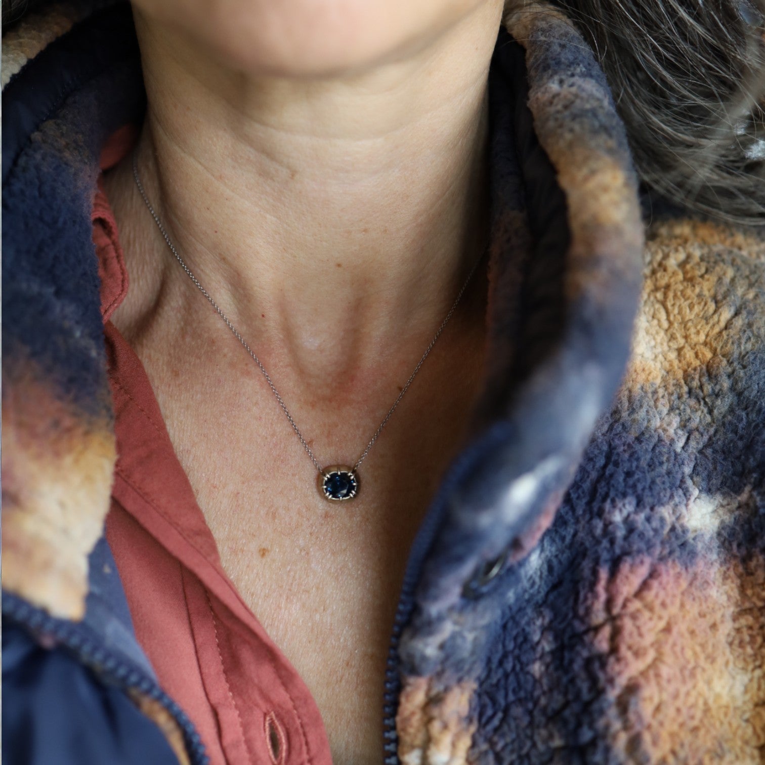 Sapphire 18k White and Yellow Gold Necklace - Petra Star