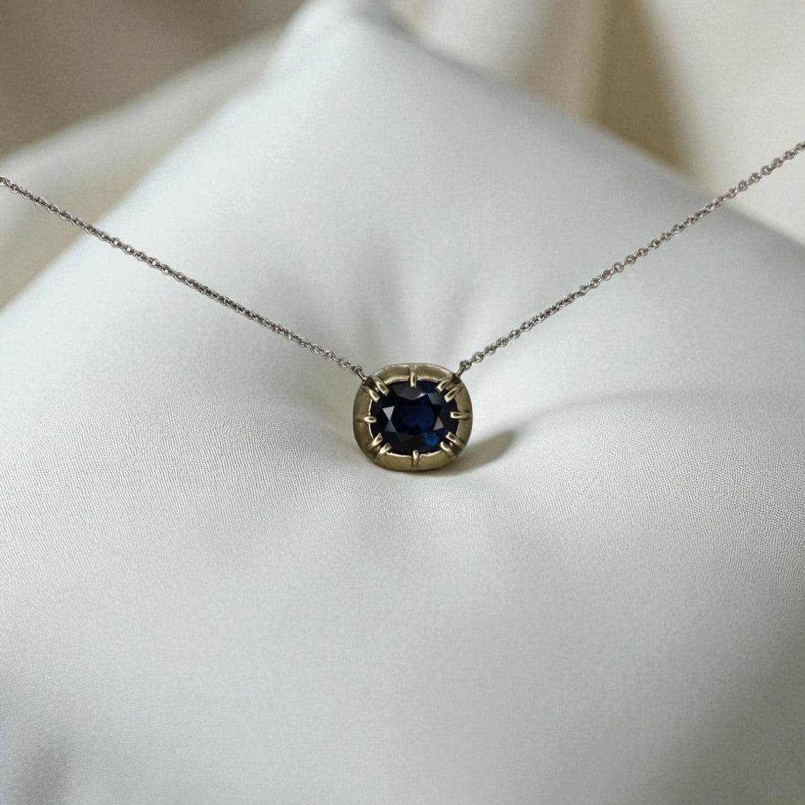 Sapphire 18k White and Yellow Gold Necklace - Petra Star