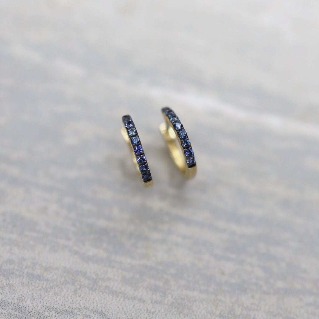 Sapphire Huggie Earring in 14k Yellow Gold - Petra Star