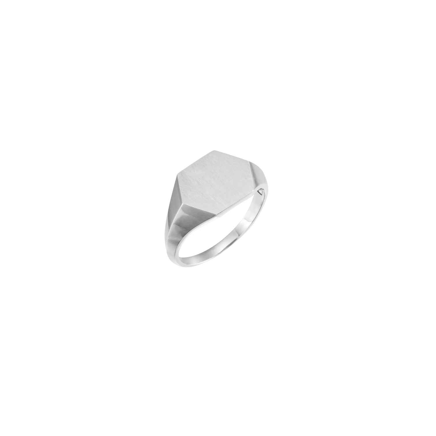 Silver Geometric Signet Ring with Brush Finish - Petra Star