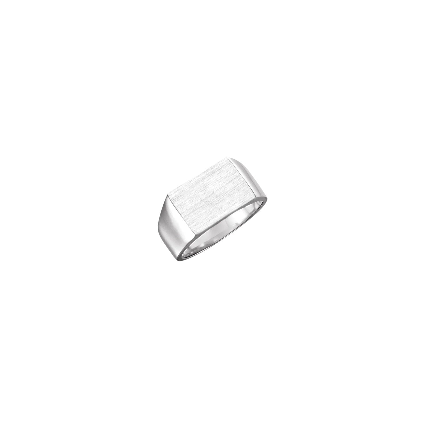 Silver Rectangle Signet Ring with Brush Finish - Petra Star