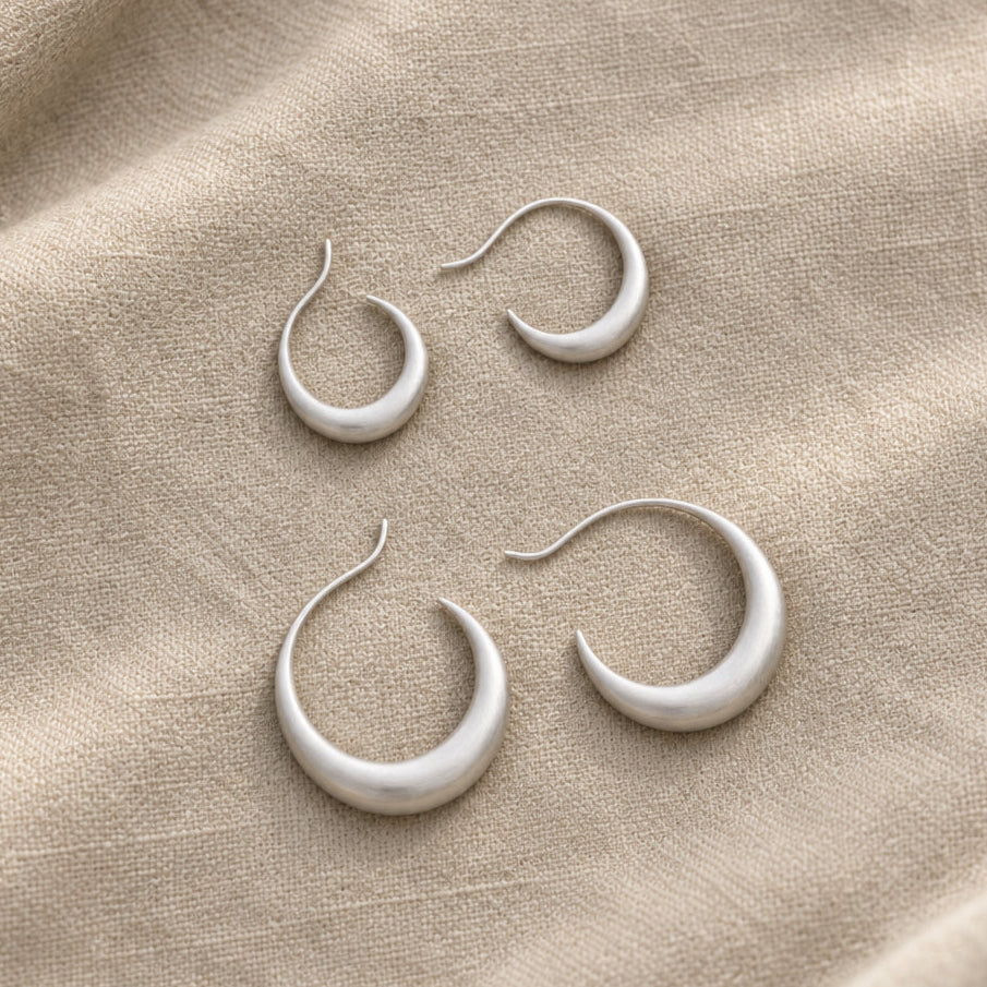 Silver Sade Hoops - Petra Star