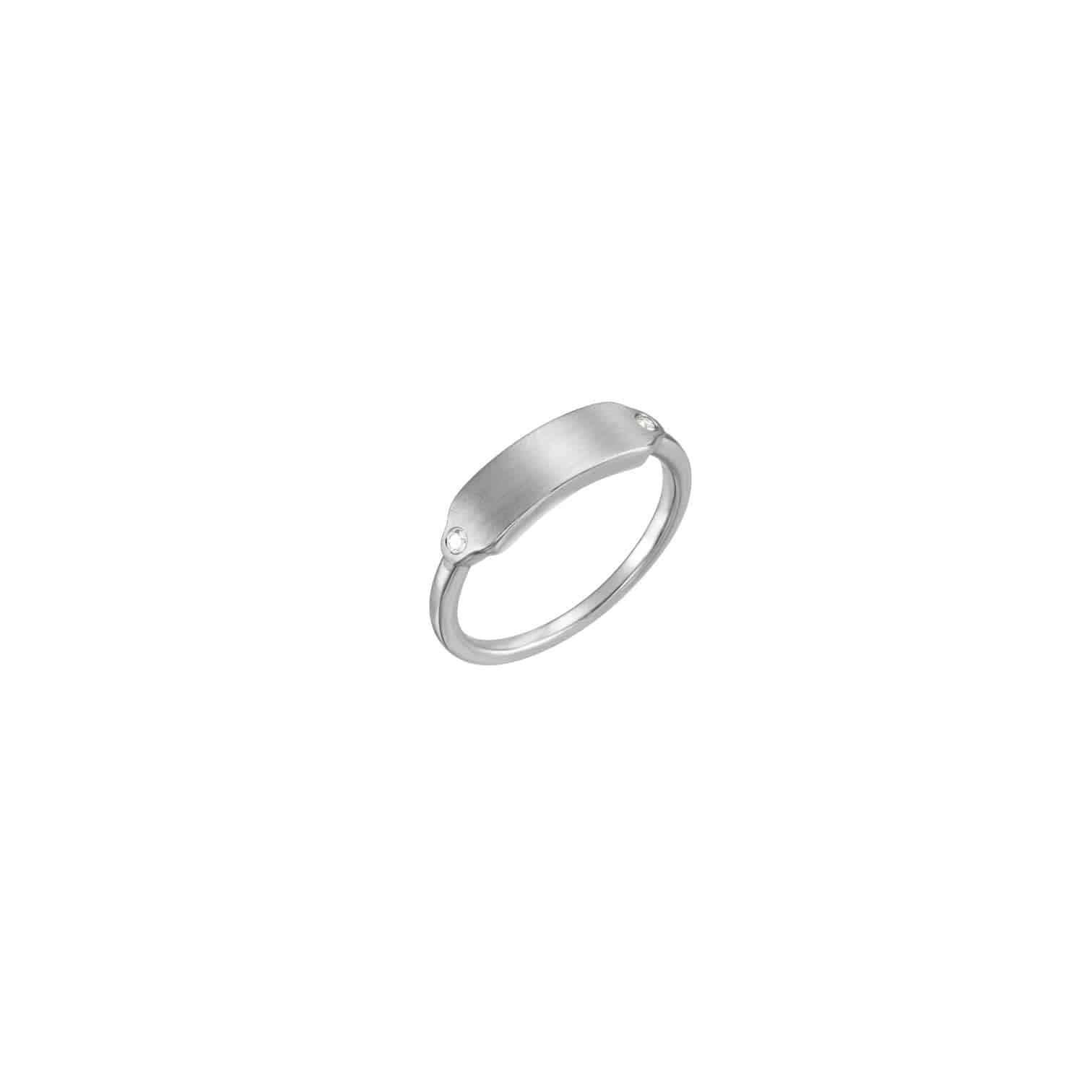 Silver Signet Ring with Diamonds - Petra Star