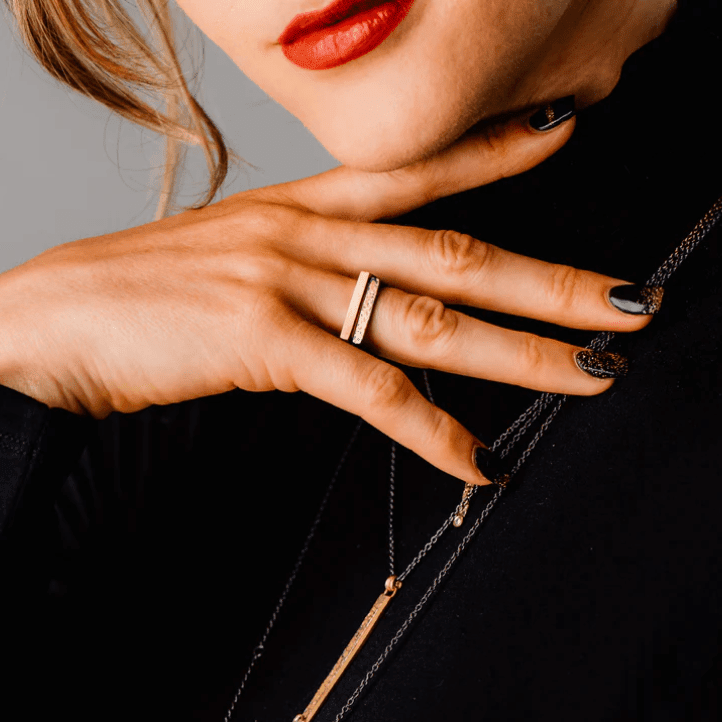 Slice Stacking Rings—18k Gold, Oxidized Silver & Reclaimed Brilliant Diamonds - Petra Star