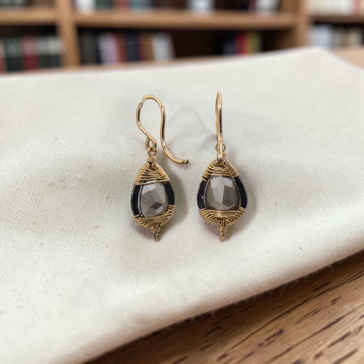 Dana Kellin Ocean Blue Small Drop Earrings With Swarovski Crystals Gold Filled