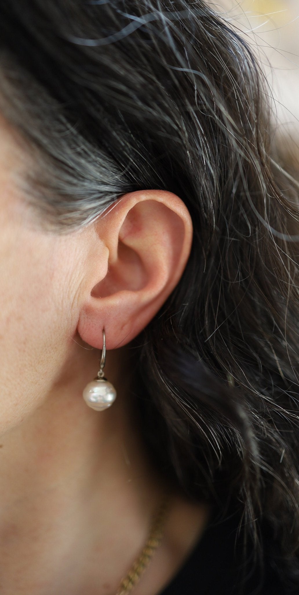 South Sea Pearl and Tahitian Pearl Drop Earrings in 14k White Gold - Petra Star