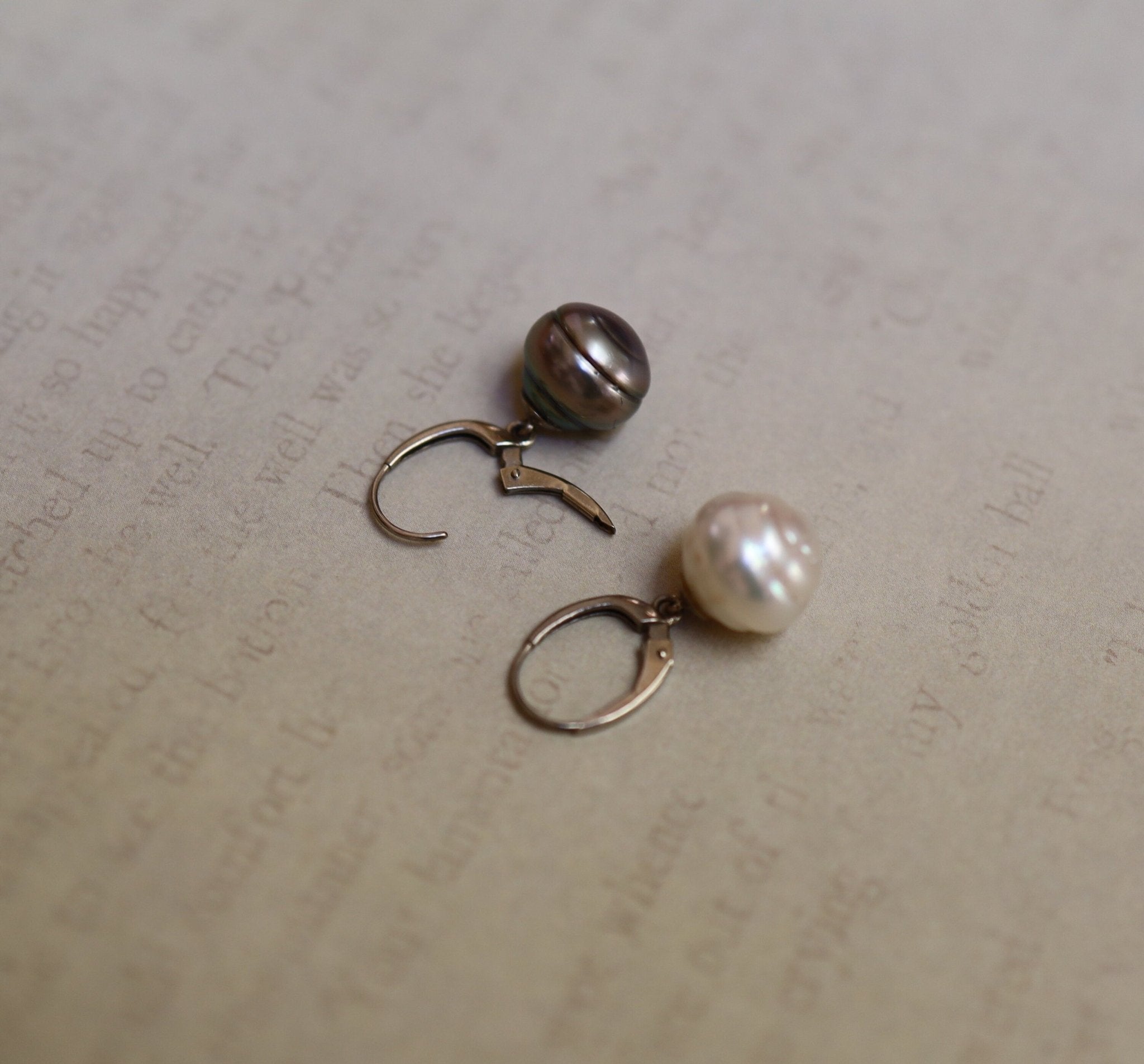 South Sea Pearl and Tahitian Pearl Drop Earrings in 14k White Gold - Petra Star
