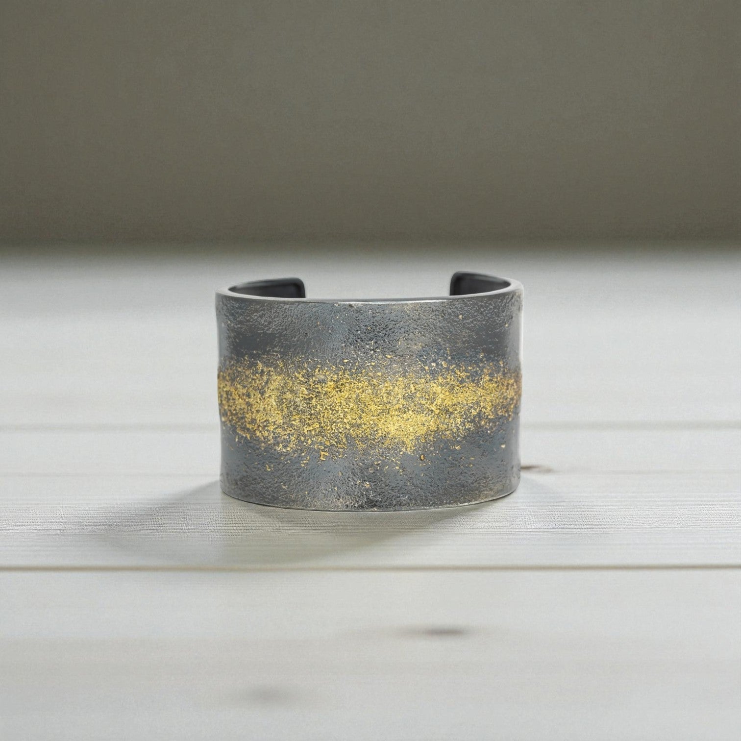 Starry Night Cuff—22k Gold Fused with Oxidized Silver - Petra Star