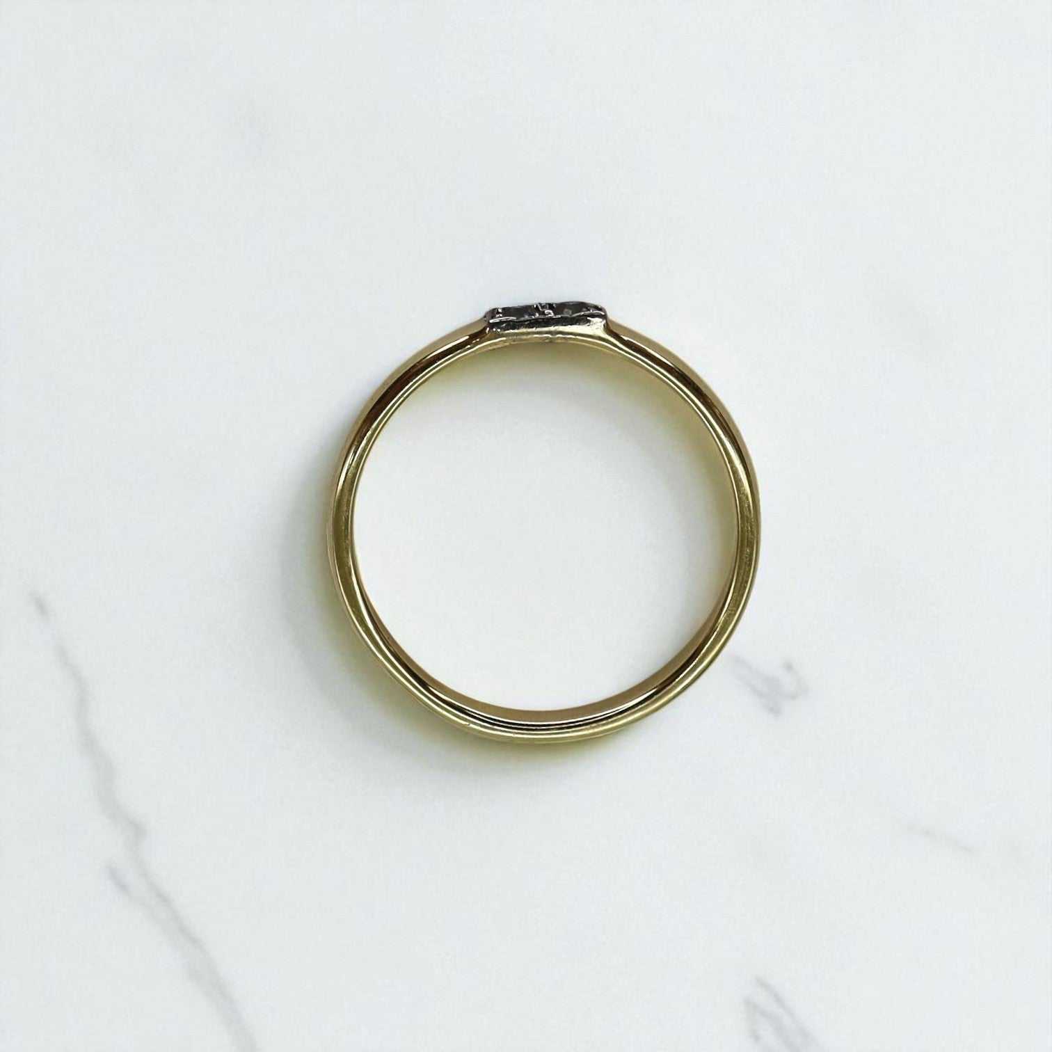 Sustainable Ring – Recycled 14k Gold & Platinum Art Deco Diamond Trim - Petra Star