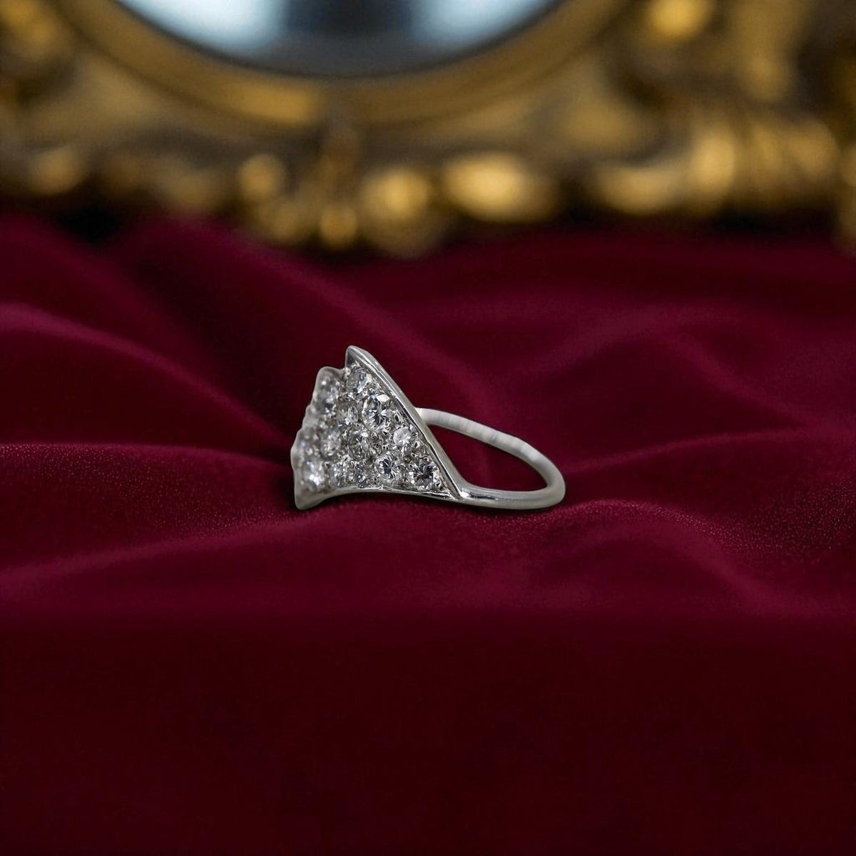 Transformed Mid-Century Platinum & Diamond Leaf Ring - Petra StarRing