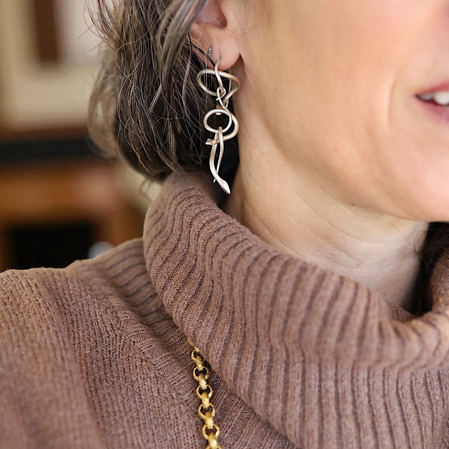 Triple-Tier Snake Earrings - Petra Star