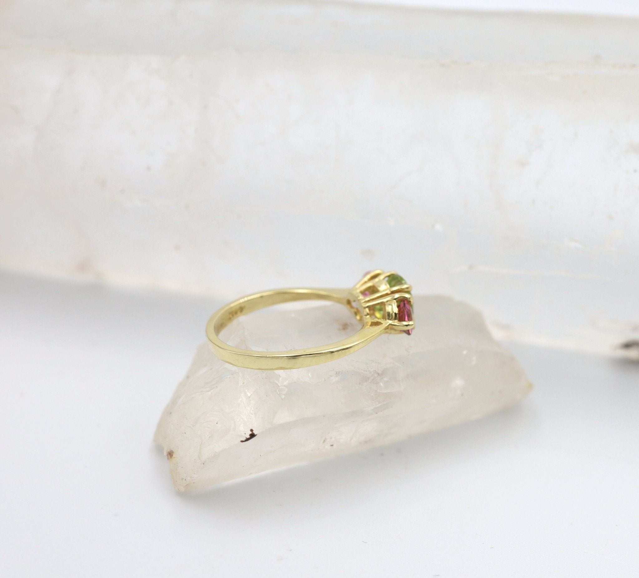Vibrant Pastel-Colored Classic Three-Stone Engagement Ring - Petra Star
