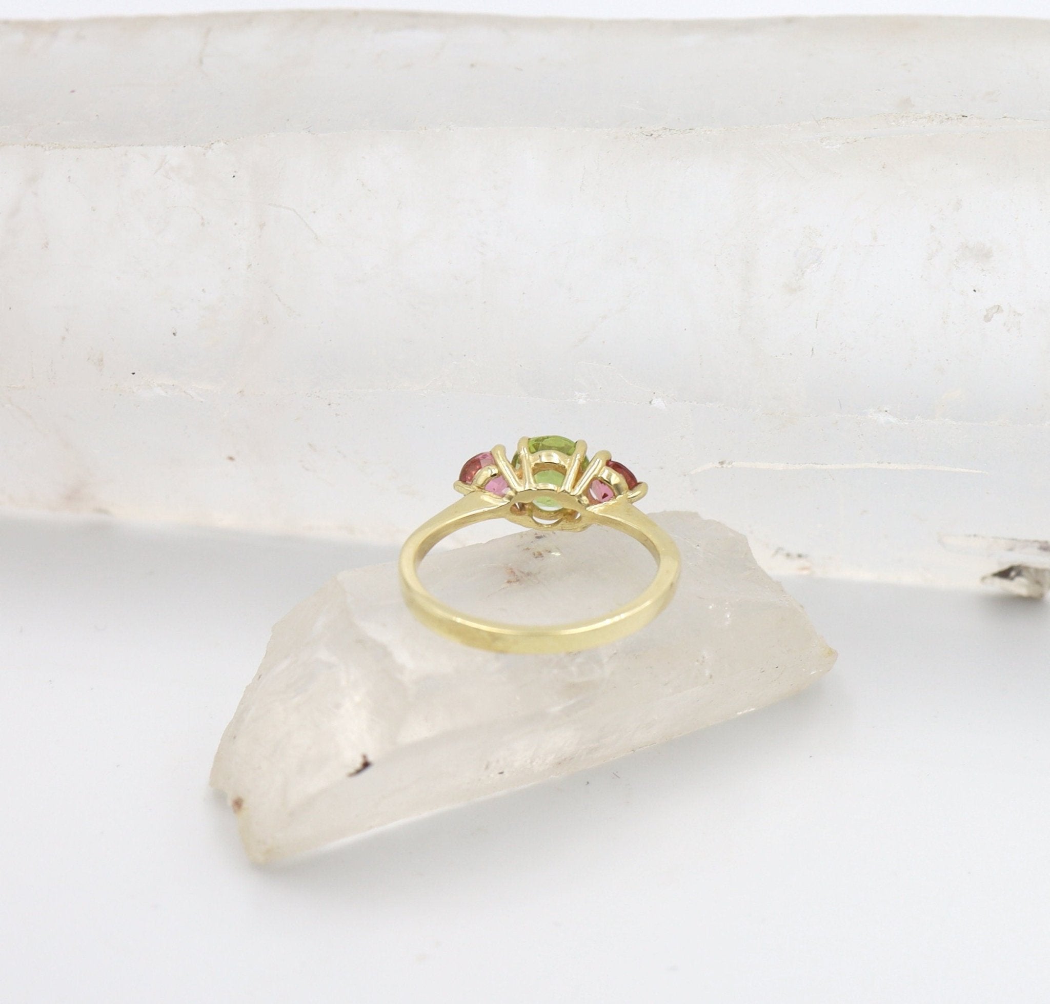 Vibrant Pastel-Colored Classic Three-Stone Engagement Ring - Petra Star
