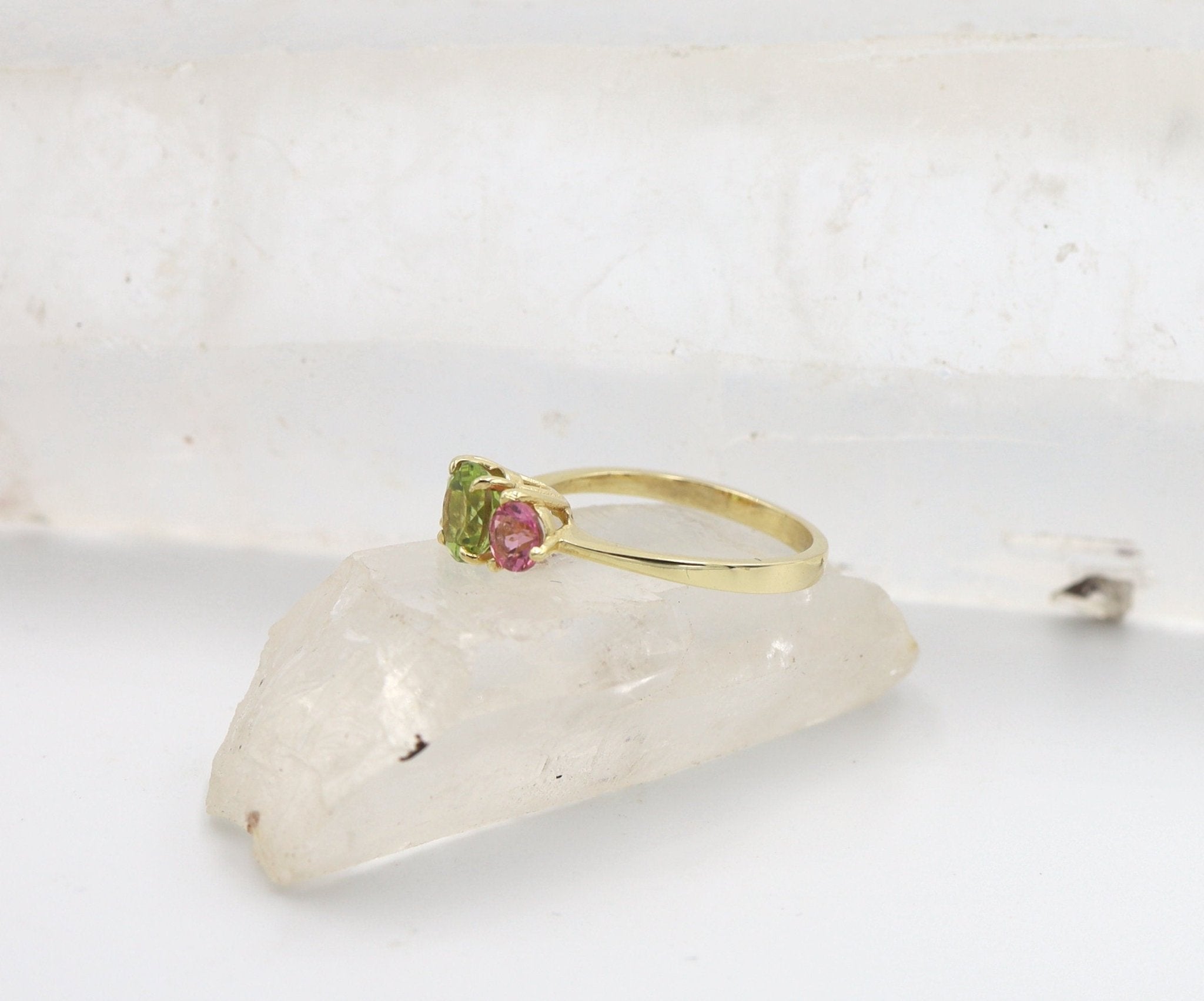 Vibrant Pastel-Colored Classic Three-Stone Engagement Ring - Petra Star
