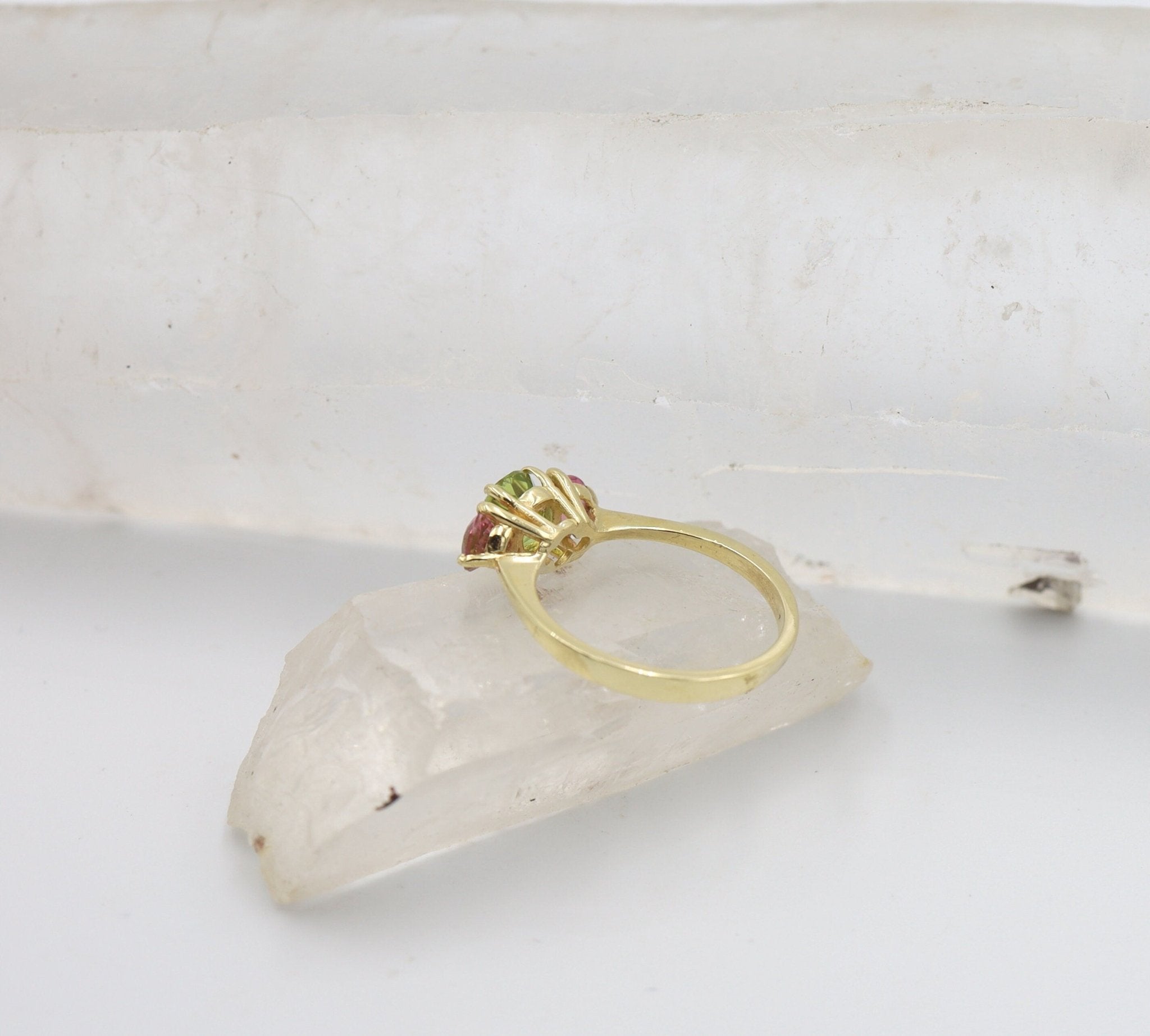 Vibrant Pastel-Colored Classic Three-Stone Engagement Ring - Petra Star