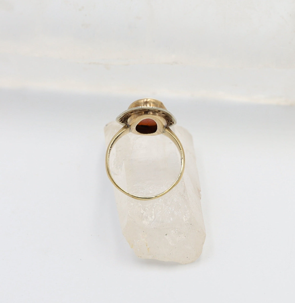 Victorian 10k Gold Shell Cameo Ring with Cannetille Detailing - Petra Star
