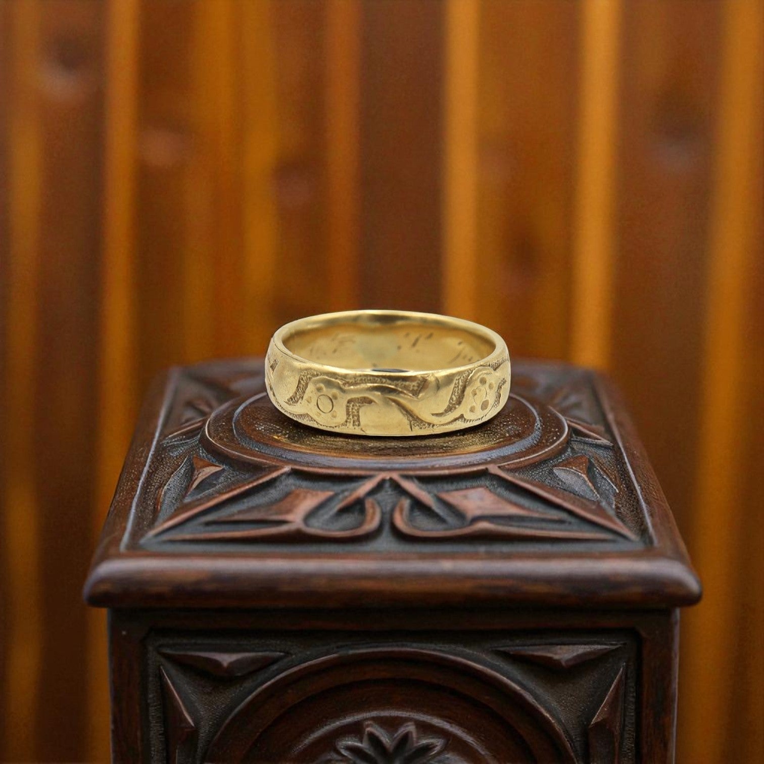 Victorian 18k Gold Band 5 MM Wide Finger Size 5 - Petra Star