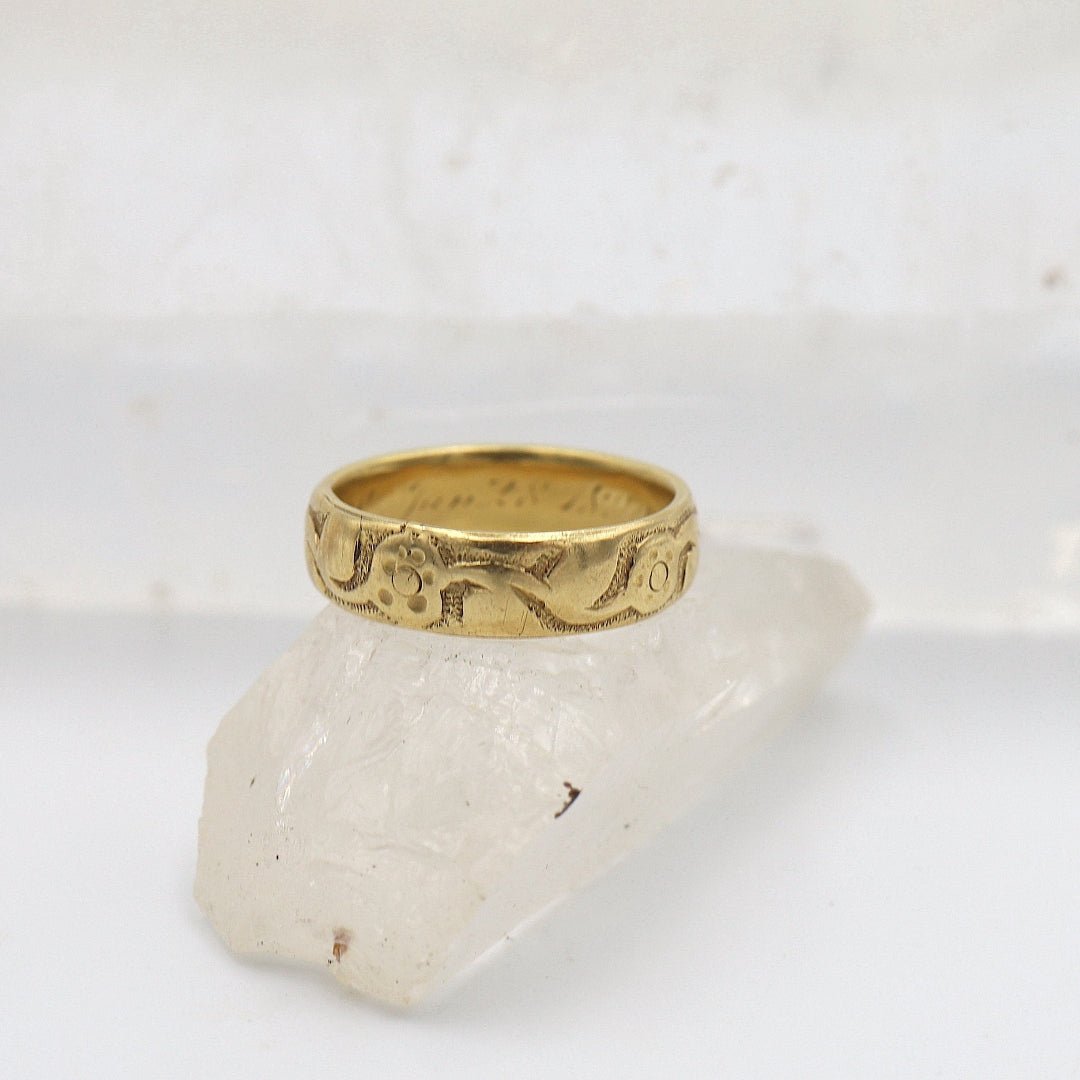 Victorian 18k Gold Band 5 MM Wide Finger Size 5 - Petra Star