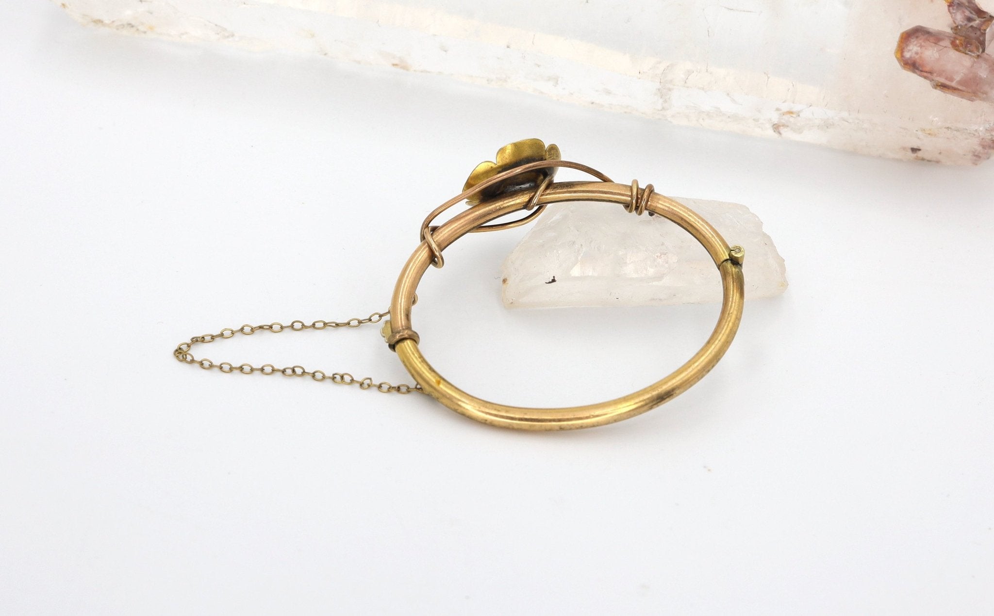 Victorian Bangle Bracelet Gold Filled Flower Bangle Bracelet Childs Size - Petra Star