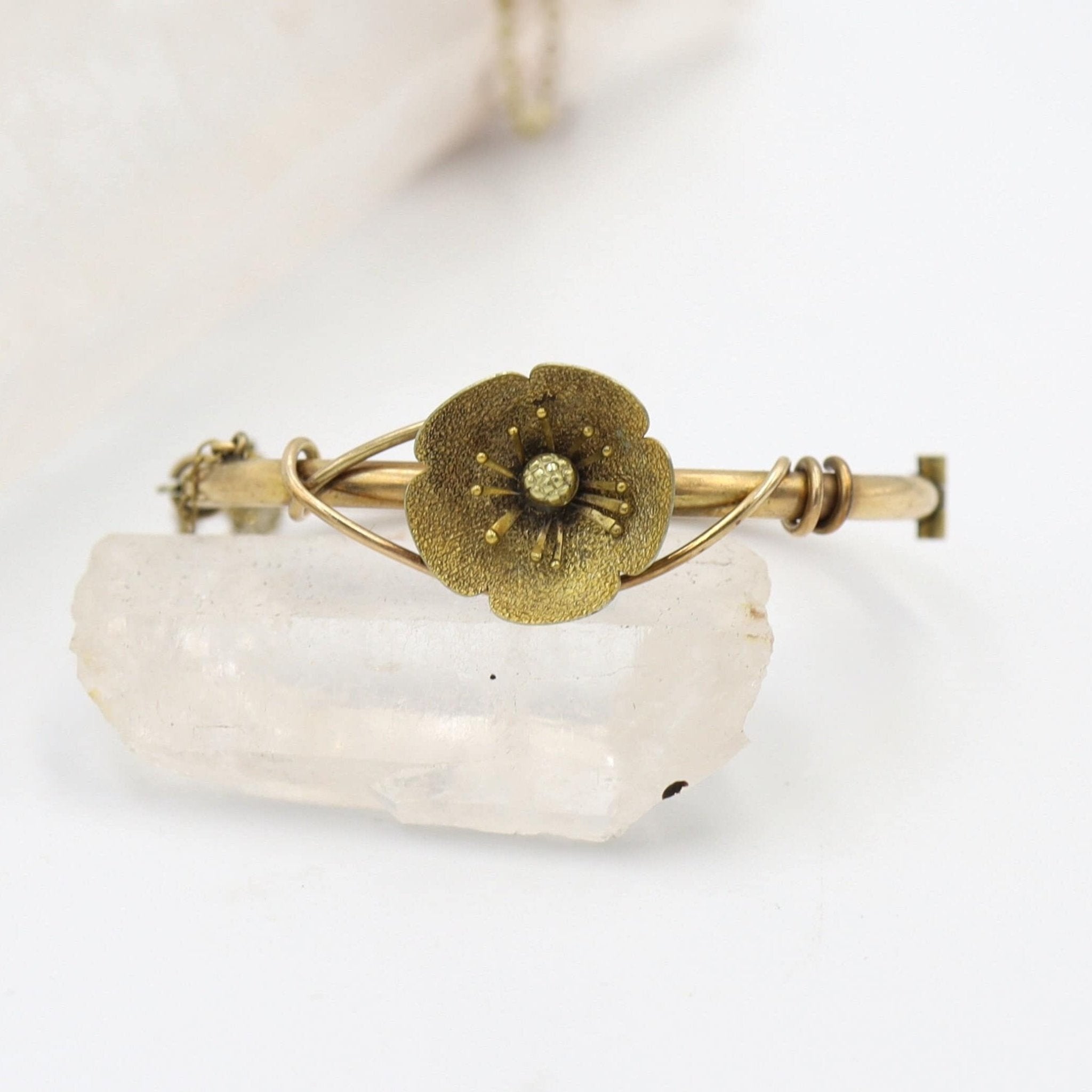 Victorian Bangle Bracelet Gold Filled Flower Bangle Bracelet Childs Size - Petra Star
