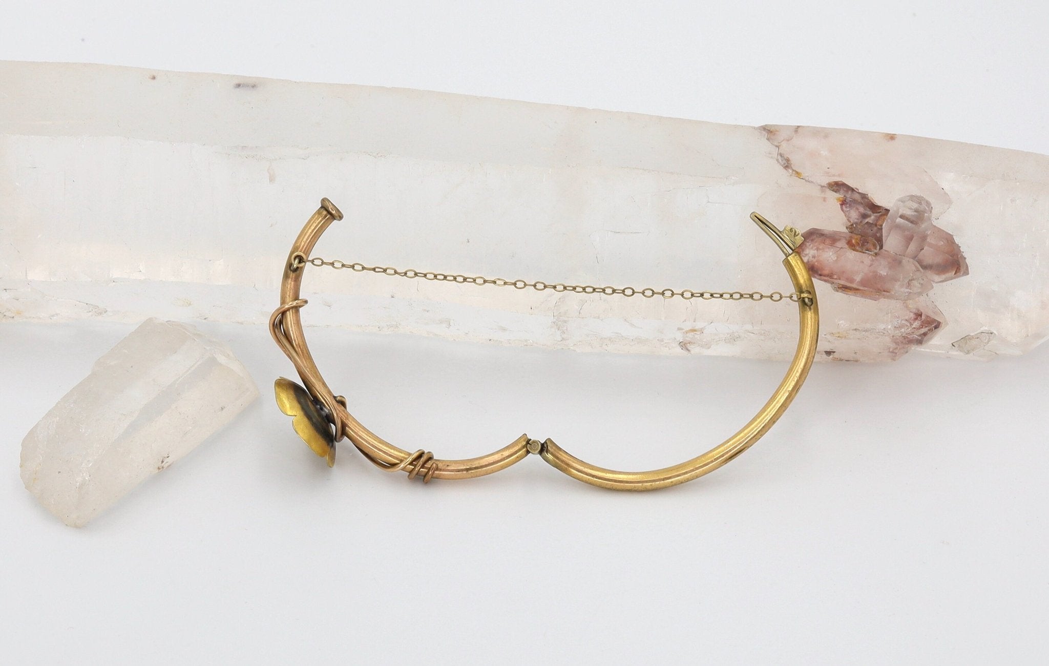 Victorian Bangle Bracelet Gold Filled Flower Bangle Bracelet Childs Size - Petra Star