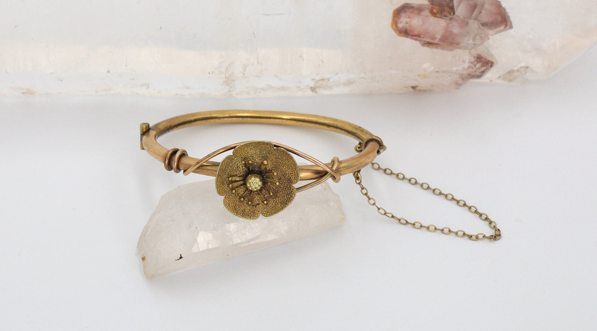 Victorian Bangle Bracelet Gold Filled Flower Bangle Bracelet Childs Size - Petra Star
