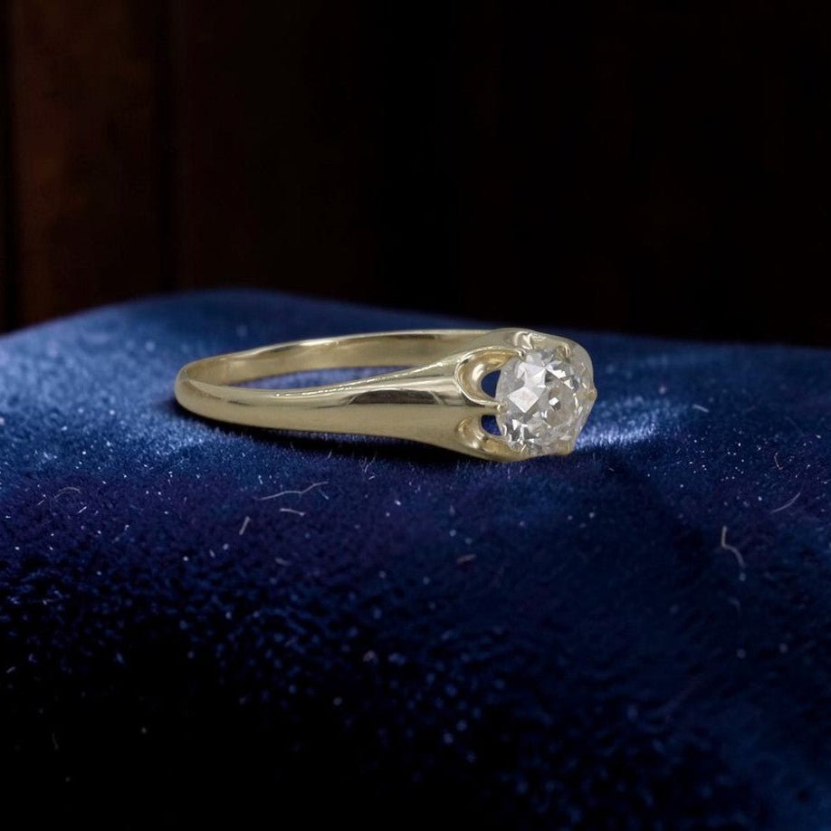 Victorian Belcher Engagement Ring — 14K Gold, 0.55ct Antique Old Mine Cut Diamond, Made to Order | Petra Star Bridal - Petra StarEngagement Ring