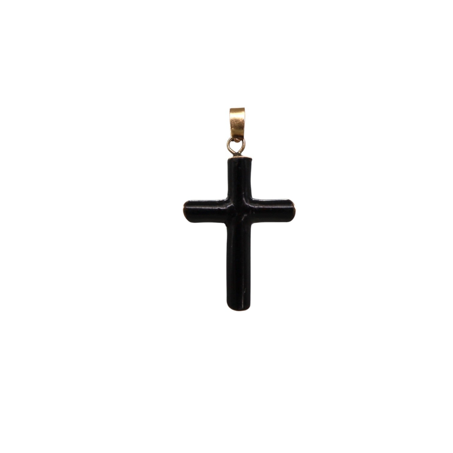 Victorian Black Enamel Cross 10k Gold - Petra Star