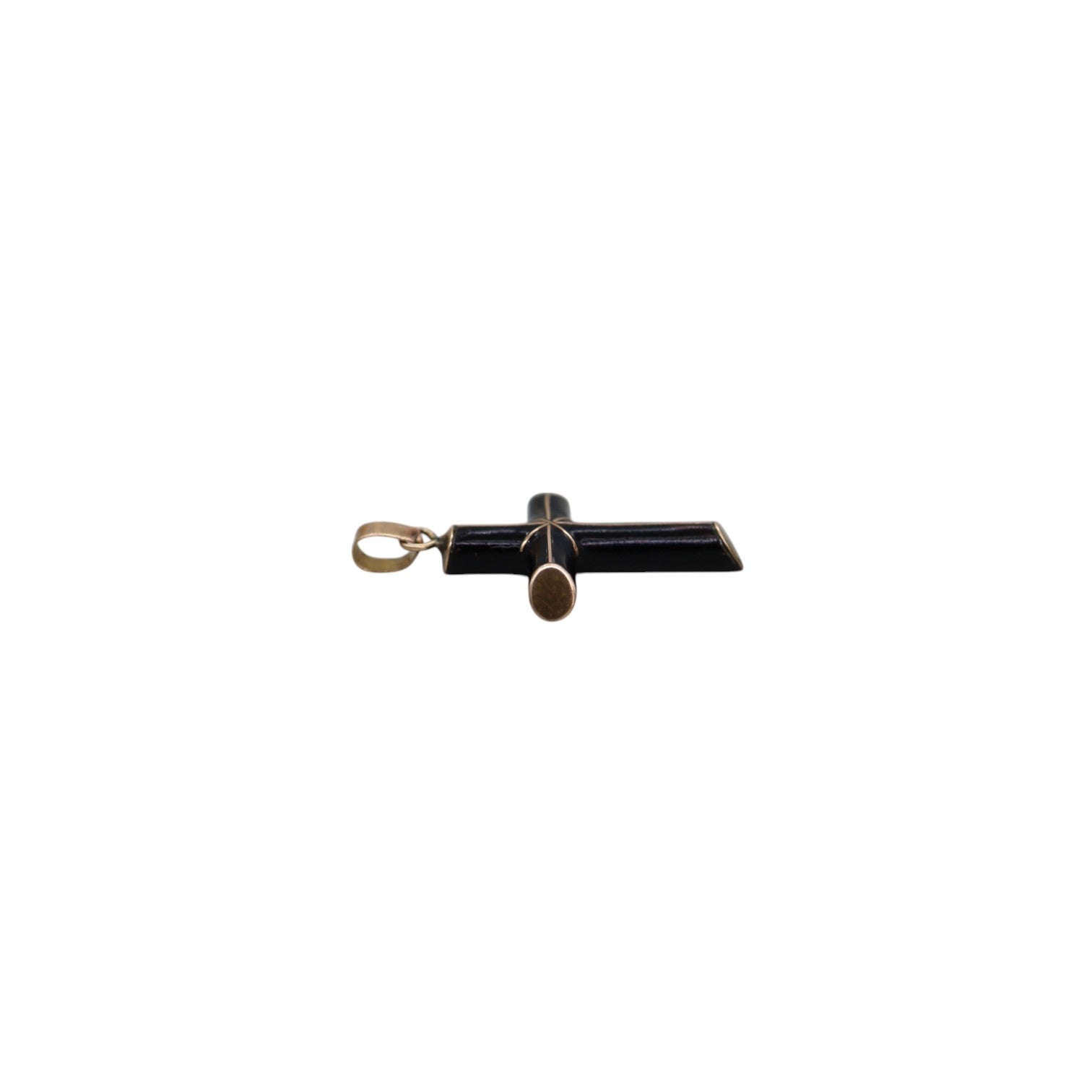 Victorian Black Enamel Cross 10k Gold - Petra Star