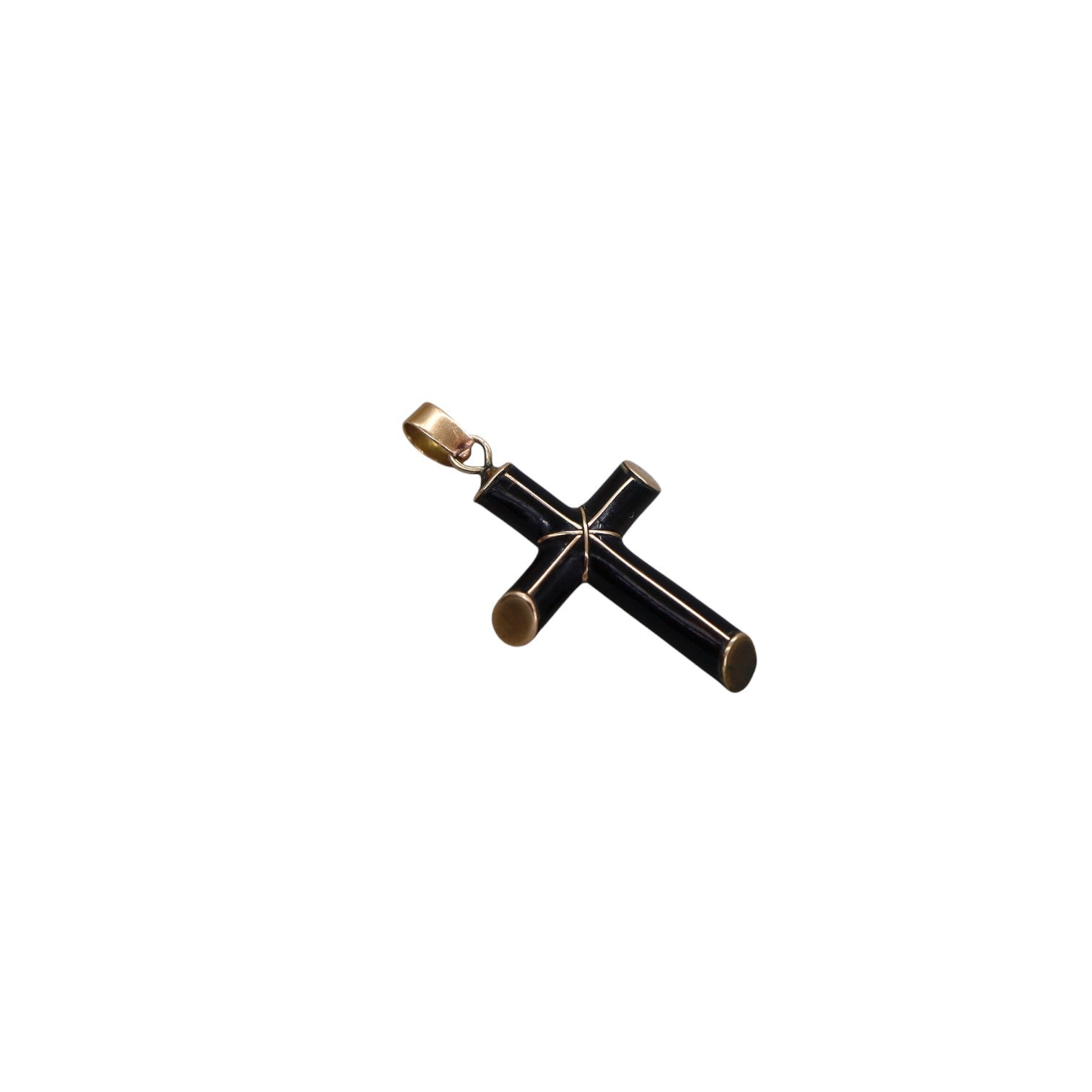 Victorian Black Enamel Cross 10k Gold - Petra Star