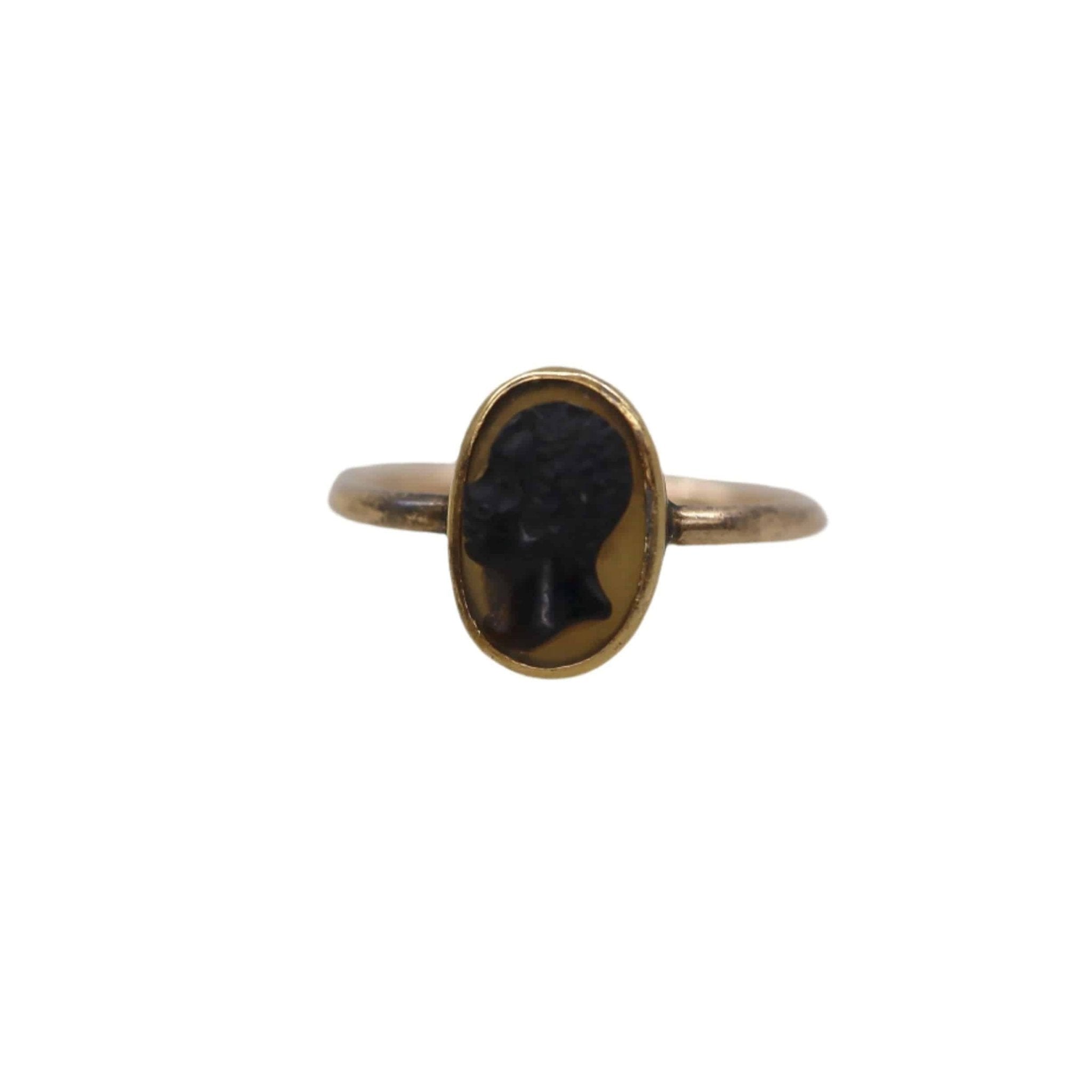 Victorian Blackamoor Ring Agate Cameo 14k Gold - Petra Star