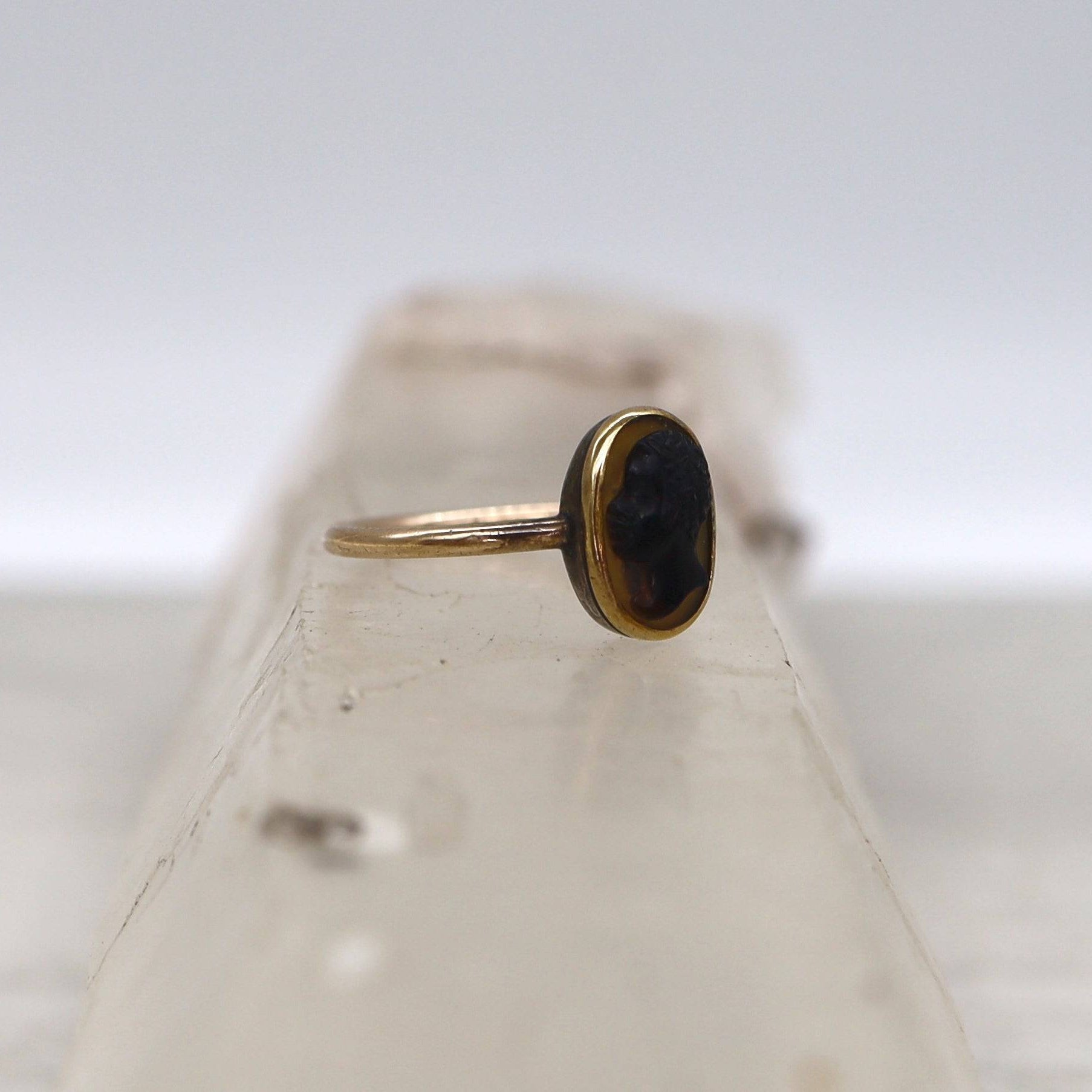 Victorian Blackamoor Ring Agate Cameo 14k Gold - Petra Star