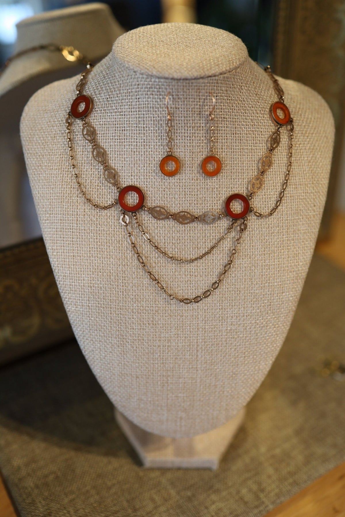 Victorian Carnelian Bib/Festoon Necklace - Petra Star