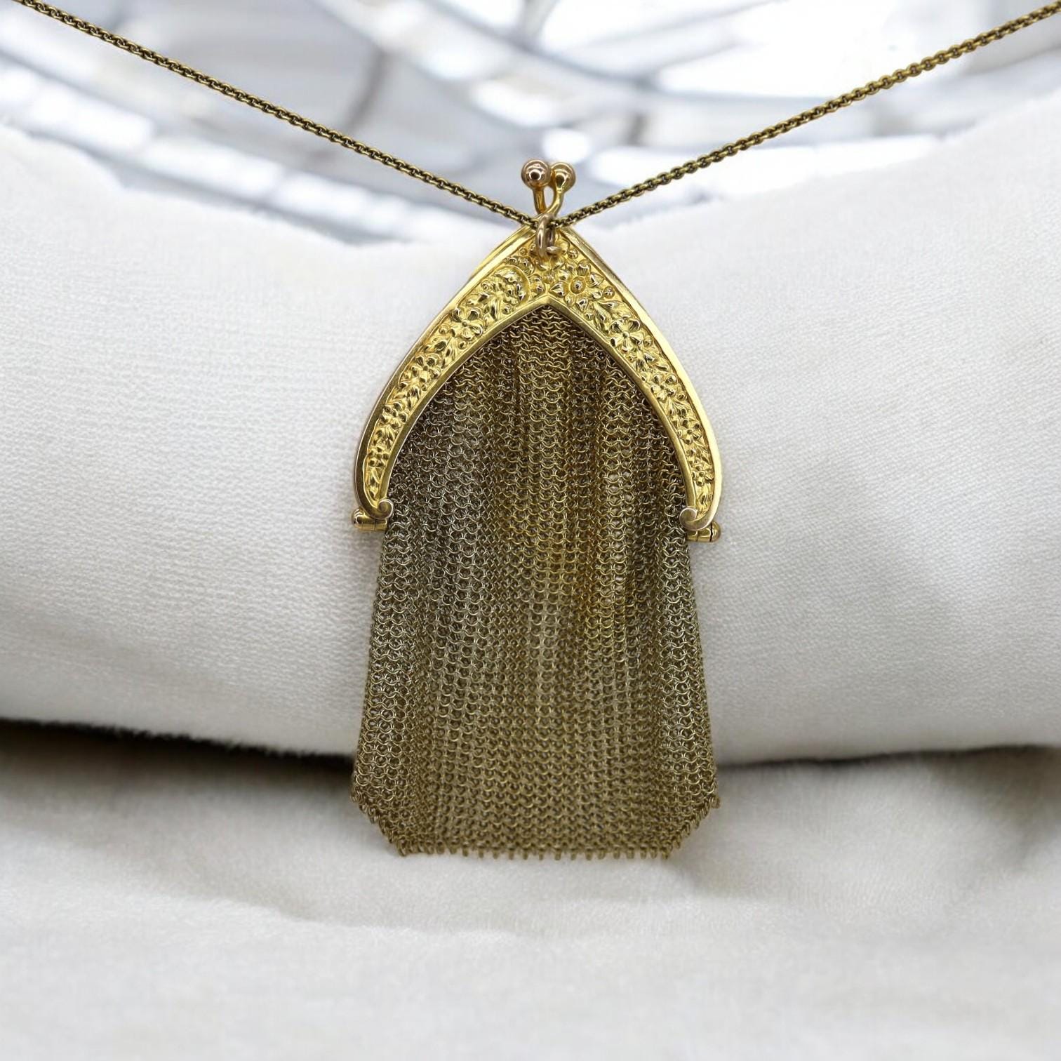 Victorian Coin Purse Pendant in 14k Gold (A. Frankfield & Co.) - Petra Star