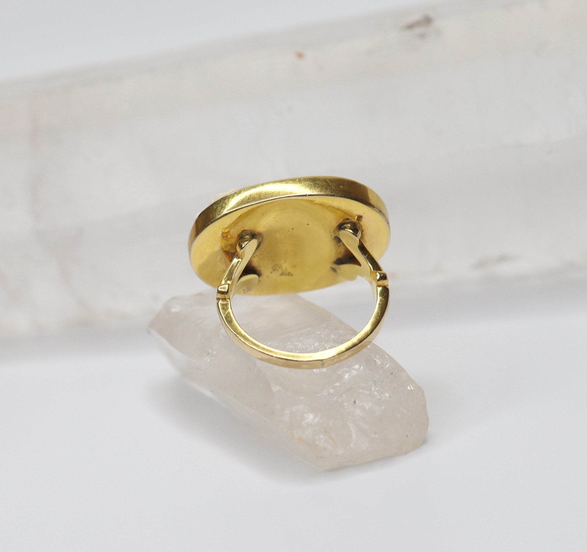 Victorian Coral Cameo Ring in 14k Yellow Gold - Petra Star