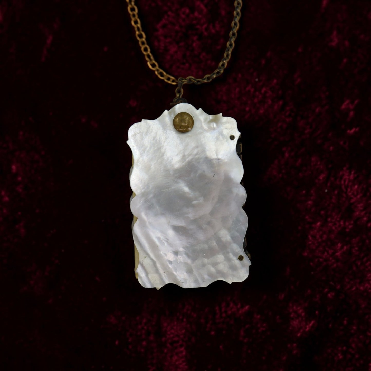 Victorian Mother of Pearl Notepad with Brass Chain - Petra Star