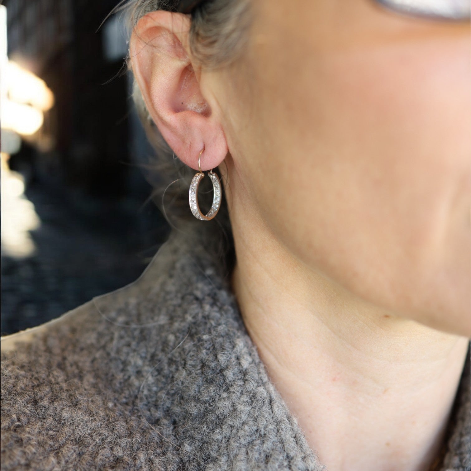 Victorian Diamond Inside Out Hoop Earrings - Petra Star